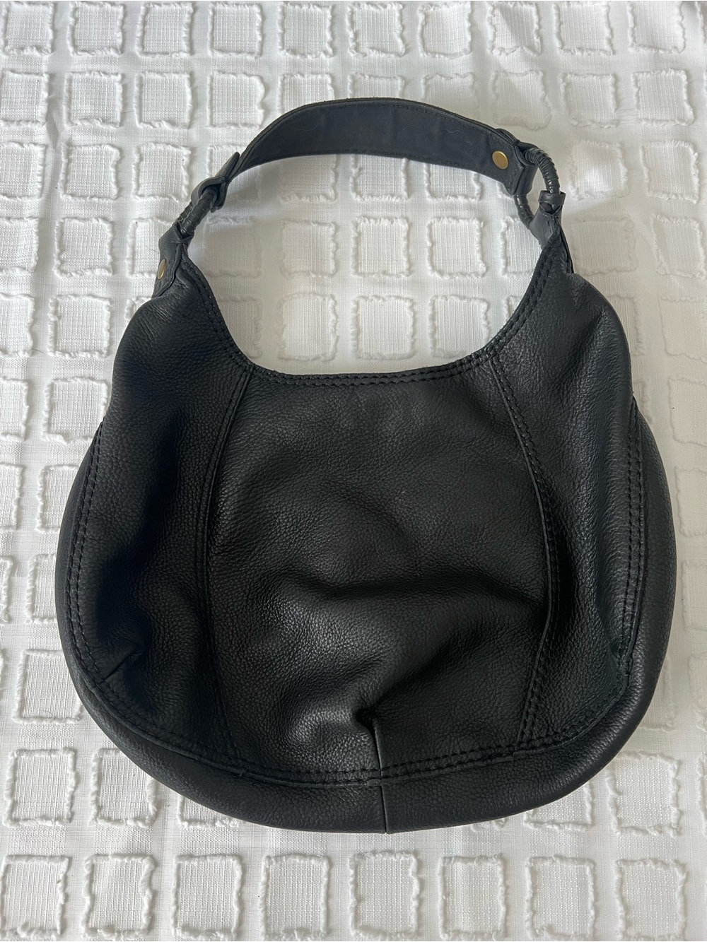Lucky Brand Vintage Y2K Leather Slouchy Hobo Purse Black Leather Brass Hardware